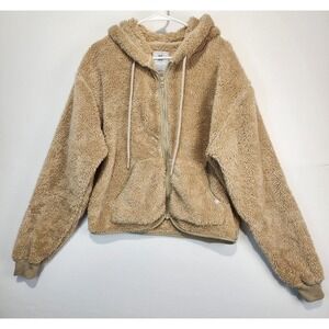 Savage X Fenty Women's Cozy Casual Fuzzy Jacket Tan Size S
